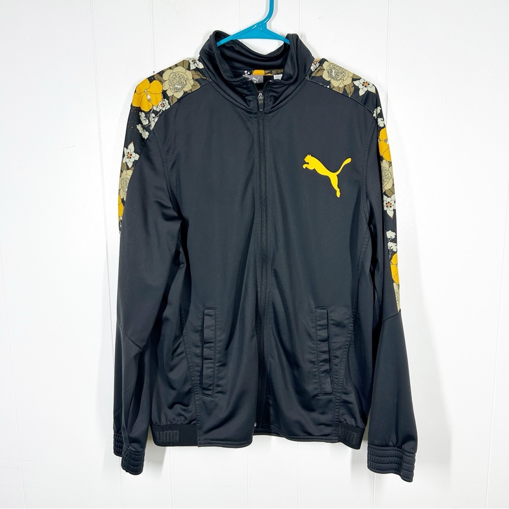 Puma Black 70s Floral Sleeves Track Jacket Medium
